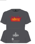 T-Shirt FabFest 2025-Charcoal w/red logo & sponsor on back