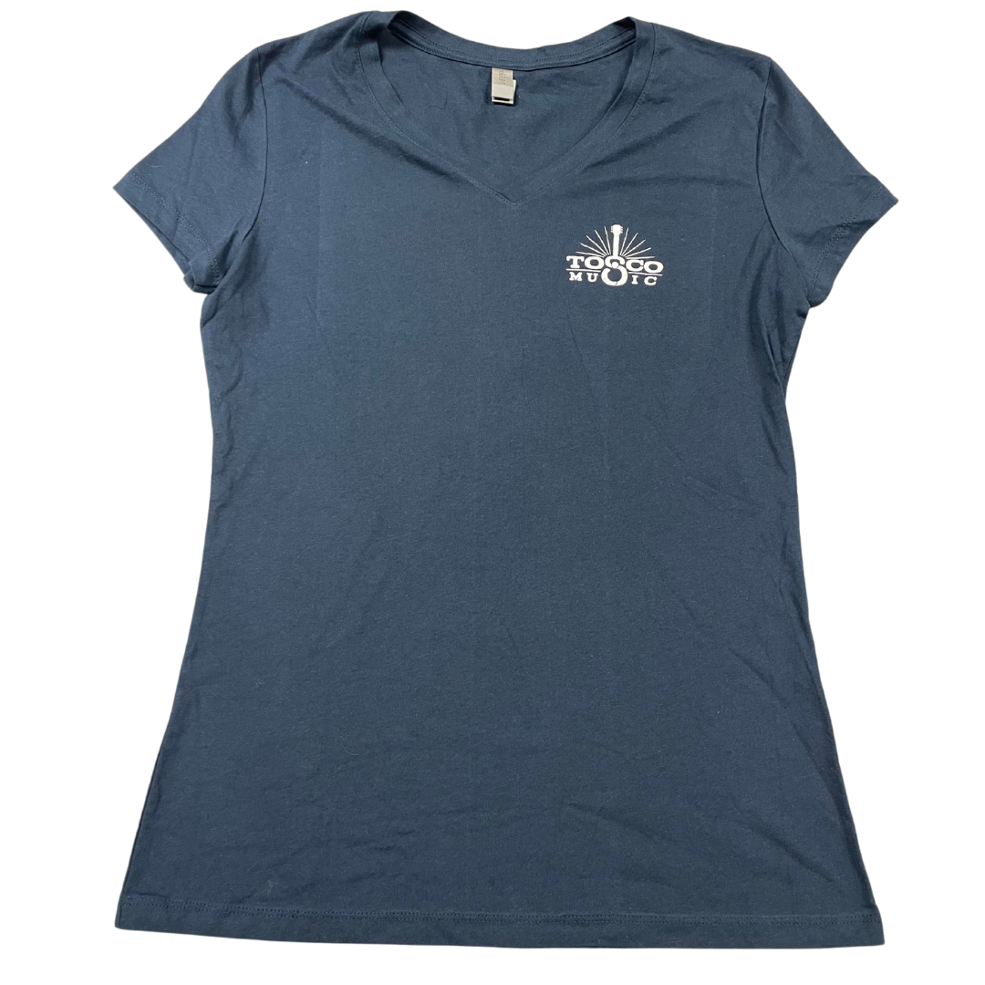 T-Shirt - Tosco Music Vintage - Navy V-neck - Women's Cut
