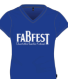 T-Shirt - FabFest- Royal Blue w/white logo - women's v-neck