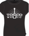 T-Shirt -Tosco Music -black w/white logo Women's scoop neck